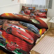 Bed Sheets g23 Cars Lightning McQueen Print Bedding Set Pattern Duvet Cove Set 3 Pieces 1 Quilt Cover And 2 Pillowcases for Women Men Teens tq23 Bed