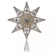Embroidered Silver & Gold Star Tree Topper