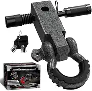AUTMATCH Shackle Hitch Receiver 2 Inch - 3/4" D Ring Shackle and 5/8" Trailer Hitch Lock Pin, 45,000 Lbs Break Strength Heavy Duty Receiver Towing Kit for Off-Road Vehicle Recovery, Grainstone