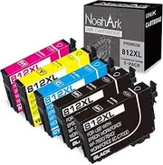 [NoahArk] 5 Packs 812XL Remanufactured Ink Cartridges Replacement for Epson 812 812XL T812 T812XL High Yield Ink for Workforce Pro WF-7820 WF-7840 EC-C7000(A3) Printer(Black Cyan Magenta Yellow, 5-Pack)