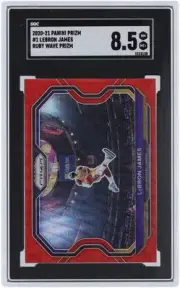 LeBron James Lakers 2020-21 Panini Prizm Ruby Wave Prizm #1 SGC 8.5 Card