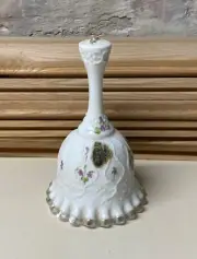 Vintage Fenton Glass VIOLETS IN THE SNOW Silver Crest Bell Signed & Label
