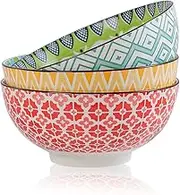 AHX Porcelain Large Serving Bowls - Salad Soup Noodle Ramen Bowls - Big Cereal Pasta Bowl Set - 3 Pack Large Capacity Ceramic Bowl Sets -Microwave & Dishwasher Safe - 8inch（57oz/1.8 Quart