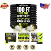 100ft Flexible SJTW Extension Cord 14/3 Gauge, 125 Amps for Reliable Outdoor Use