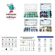 4 Set Car A/C Compressor Gasket Seals and Dust Cap, O-Ring Kit, Valve Core Ki...
