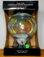 Circleware Glass Pearl Luster Skeleton Hand Embossed Drink Dispenser New in Box!