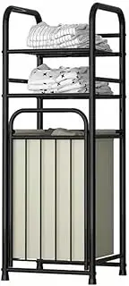 MTSDM Tilt Out Laundry Hamper with Shelf, Laundry Sorter Hamper Cabinet with 2-Tier Storage Shelf, Pull-Out Laundry Hamper Bathroom Storage Shelf Baskets Organizer for Home Porch Veranda