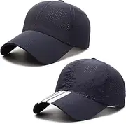 [Generic] 2pcs Unisex Breathable Full Mesh Baseball Cap Quick Dry Lightweight Cooling Running Sports Hat Truker Cap for Men Women