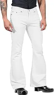 [Generic] Men's Flare Pants Active Workout Jogger Pants for Men with Pockets Wide Leg Drawstring Work Gym Casual Trackpant