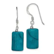 Sterling Silver Polished Blue Jasper Rectangle Dangle Earrings