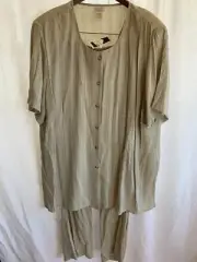 *Studio C Two Piece Size 20 Pants and Size 24 Top Set Beige Elastic Wait NEW/TAG