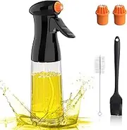 Simpeak Upgraded Olive Oil Sprayer, 200ml Glass Oil Dispenser Spray Bottle Mister With 3 Nozzles Food Grade Oil Vinegar Spritzer Sprayer Bottles for Kitchen, Air Fryer, Salad, Baking, Grilling, Frying (Black)