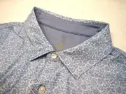 Hickey Freeman Performance Fabric Floral Pattern Golf Shirt NWT L $94 Light Blue