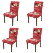 4PCS Christmas Chair Cover Stretch Removable Washable Dining Room Chair Protector Slipcovers-Snowman