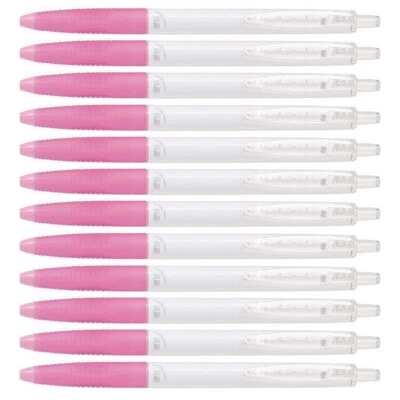 12x PILOT Super Grip G Anti-Bacterial Ballpoint Pen Pink Barrel Black Ink 0.7mm