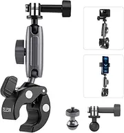 TELESIN 360 Rotation Claw Clamp Mount, Aluminum Stable Gripper Monitor, Bicycle Bike Motorcycle Bar Clip Holder for Go Pro Hero 13 12 11 10 9 Insta360 DJI Camera Universal Tube Clamp Accessories