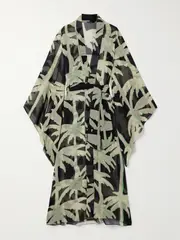 [Johanna Ortiz] Johanna Ortiz - The Passing Storm Printed Recycled-georgette Robe - Black - medium medium Black