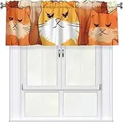 LHBWCVN Orange Cats Valances for Windows, Rod Pocket Window Treatment Drapes Farmhouse Kitchen Curtains Short Blackout Window Curtains for Living Room Bedroom Decor 54x18 Inch
