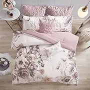 Madison Park Floral California King Comforter Set, Cotton Rich Bedding Set Feminine Design Shabby Chic Cal King Size Comforter Sets, All Season Bed Cover, Shams, Bed Skirt, Décor Pillow, Blush 8 Piece