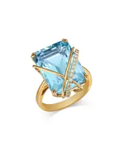 Bloomingdale's Fine Collection Sky Blue Topaz & Diamond Crossover Statement Ring in 14K Yellow Gold