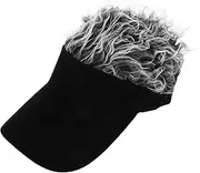[FOMIYES] Baseball Cap with Hair Extensions Stylish Silvery Grey Wig Hat Adjustable Sports Cap Sun Block Hat for Men Women Outdoor Fishing Climbing Cycling