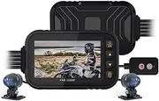 Motorcycle Dash Cam, 3 Inch IPS Screen, 1080P+720P Dual Dashcam, G-Sensor, Loop Recording, Parking Monitoring, Wired Control, Max 128GB