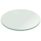 1/2" Inch Thick Clear Tempered Round Glass Table Top with Flat Polished Edge