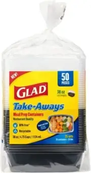 Glad Take-Aways Storage Containers With Lids 38 Ounce 25Container & 25 Lids