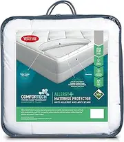 Tontine Comfortech Allergy Plus Queen Bed Anti Allergy Anti Stain Mattress Protector, 50cm Fitted Skirt, Teflon Fabric Protection, Anti Microbial Protection, Waterproof Backing, Machin Washable