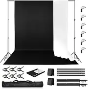 EMART White Black Screen Backdrop with Stand, 2-in-1 Reversible Background Kit, Photography Support System