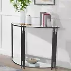Modern Decorative Console Table White Marble Black Metal Frame Easy to Assemble
