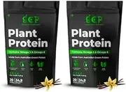 Green Choice Plant Protein Vanilla – Pack of 2 (1Kg Each) | 34g Protein/Serve + Omega 3