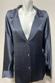 Vince Women's Tie Back Grey Pj Blouse Silk XXXL 3X 3XL New NWT Plus Size