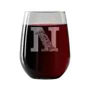 Monogram N | Stemless Wine Glass 17oz | Free wine/food pairing card