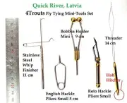 Fly Tying tools set for Young: bobbin, hackle pliers. whip finisher. threader