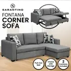 Fontana Grey Pullout Sofa Bed with Storage Function by Sarantino 3-Seater Corner