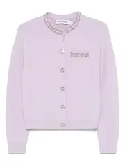 [Self-Portrait] Self-Portrait-Cardigan In Maglia A Coste Con Finiture In Perle Viola Da Donna-Donna S