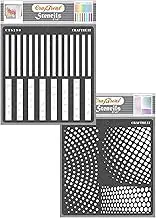 CrafTreat Geometric Stencils for Painting on Canvas, Wallart, Notebook, Room Decor and Scrapbooking - Stripes & Halftone Circles 2Pcs - 6"X6" Bullet Journal Stencil - Reusable Arts & Crafts Supplies