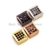 CZ Flat Square Black Micro Pave Spacer Beads, Cubic Zirconia Spacer Beads,Men's