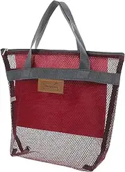 [DRESSOOS] Portable Beach Bag Zipper Women's Mesh Bag for Travel Toiletries and Outdoor Activities