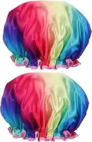GANAZONO Elastic Band Bath Cap Pack Satin Hair Cover for Women Girls Men Adjustable Size Stylish Comfortable for Shower Bath