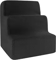 Dog Stairs for Small Dog, 3-Step Dog Steps for Bed, Practical Pet Stairs for High Bed Climbing, Washable Pet Ladder with Removable Cover, Curved Puppy Slope Stair for Sofa Low Bed Couch ﻿