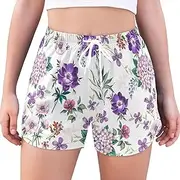 [GuoChe] Athletic Running Shorts Botanical Floral Fashionable Scandinavian High Waisted Running Shorts Polyester Exercise