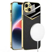 GKK Electroplating Phone Case for iPhone 14 Shockproof Case TPU+PC+PU Leather Phone Cover