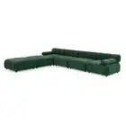 Foret 6 Seater Arm Sofa Modular Ottoman Velvet Tufted Lounge Couch Chaise Green