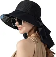 [Rungion] Sun Hat for Women UPF 50+ UV Sun Protection Wide Brim Foldable Summer Beach Bucket Cap with Neck Flap Outdoor