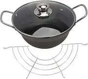 Zerodeko 1set Non-Stick Frying Pot Deep Fryer Pan with Oil Drainer Rack for Tempura Fish Chicken Home Cooking Camping