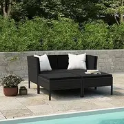 4 Piece Garden Lounge Set with Cushions Poly Rattan Black, Conversation Sets