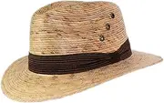 [Rising Phoenix Industries] Palm Leaf Straw Trilby Wide Brim Fedora Golf Sun Hat for Men or Women, UV UPF Protection