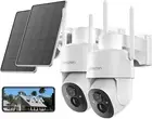 2 Pack Solar Powered Security Camera, Outdoor Wireless 360° PTZ Camera for Home
